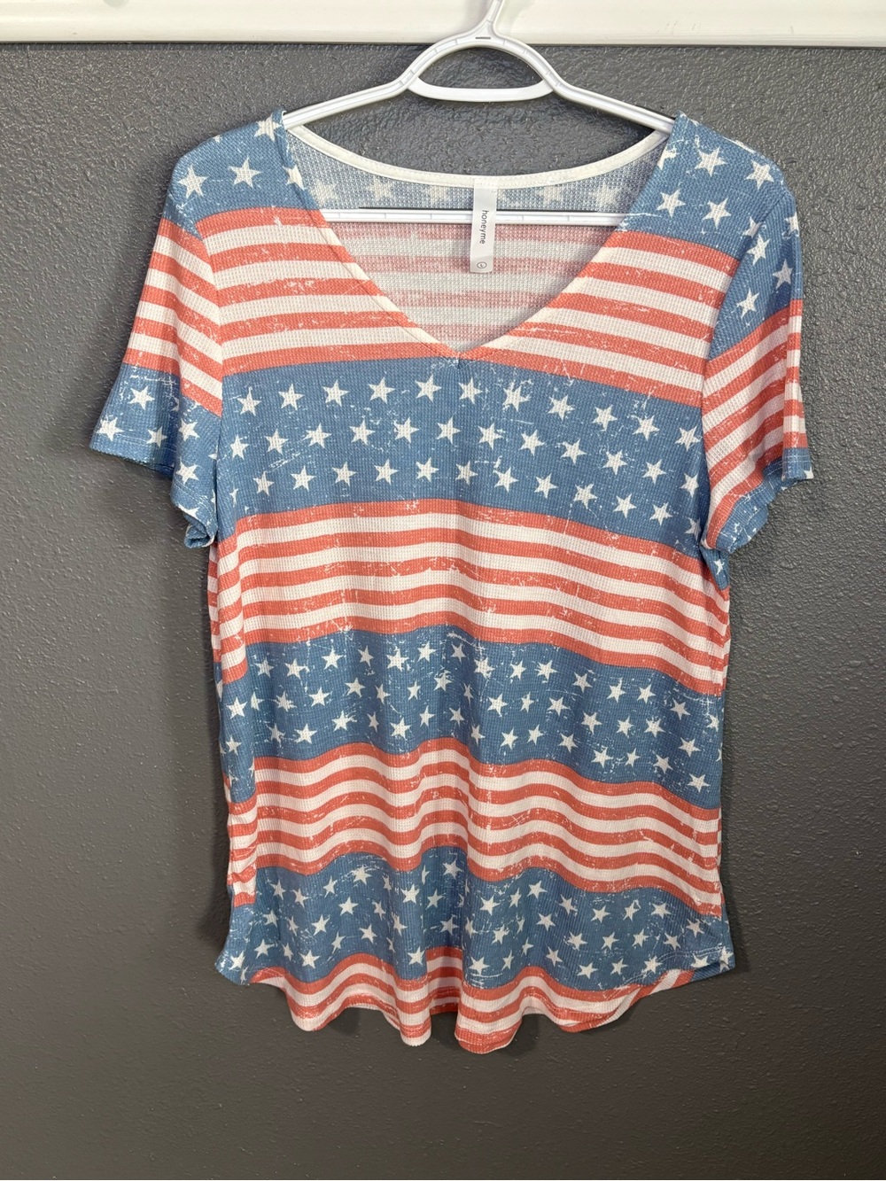 Honeyme American Flag Print T-Shirt size L (SKU 232)
